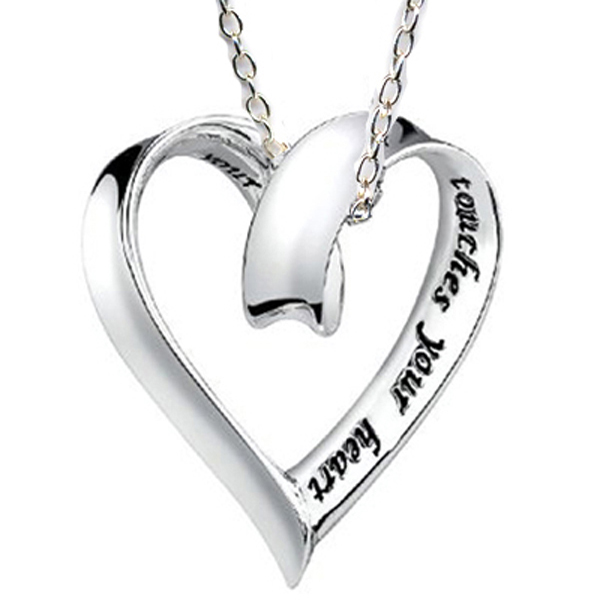 Great Gift True Friend Friendship Sliding Ribbon Heart Charm Silver 925 Friendship Necklace