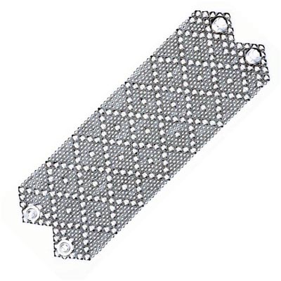 Sergio Gutierrez Liquid Metal Extra Wide 2.75" Diamond Pattern Cuff Bracelet fits 6.5-6.75" wrist