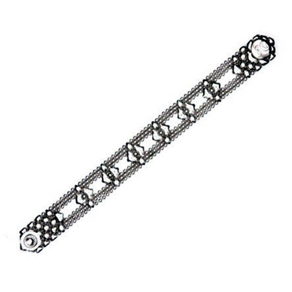Sergio Gutierrez Liquid Metal Mesh Cuff Bracelet 1.25" Wide Diamond-Pattern sz 6.5"