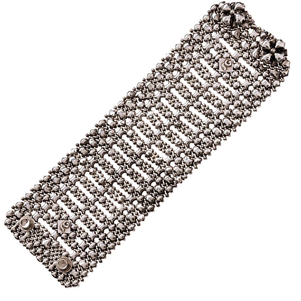 Sergio Gutierrez Liquid Metal Wide Mesh Lace Cuff Bracelet B98
