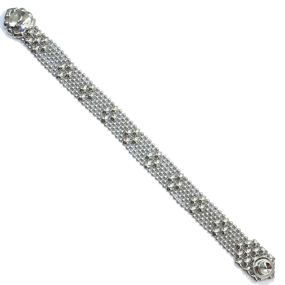 Sergio Gutierrez Liquid Metal Mesh Cuff Bracelet Tiny Ball Diamond Pattern TB35