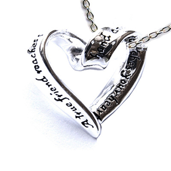 Best Gift Love Frienship True Friend Ribbon Heart Sterling Silver Necklace 18"