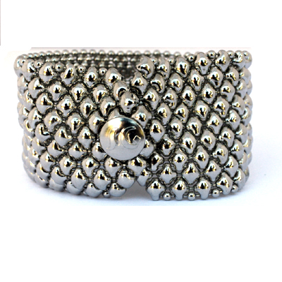 Sergio Gutierrez Liquid Metal Mesh Cuff Bracelet Diamond Studded Pattern 7",B8