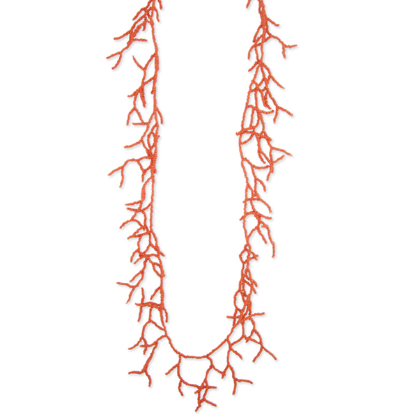 Red Coral Brunches Beaded Strands Extra Long Necklace Single or Double Strand
