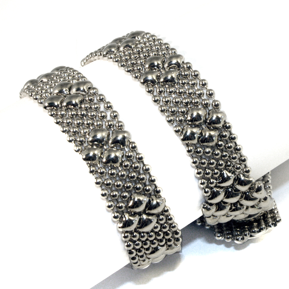 Sergio Gutierrez Liquid Metal Tiny Silver Dots Flexible Choker Double Bracelet