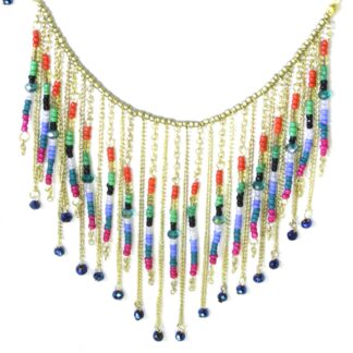 Silver Fever® Tribal Glass Bead Bib Necklace