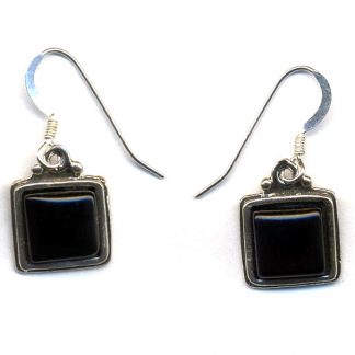 Genuine Onyx Sterling Silver Square Drop Earrings Spiritual Inspiration Stone