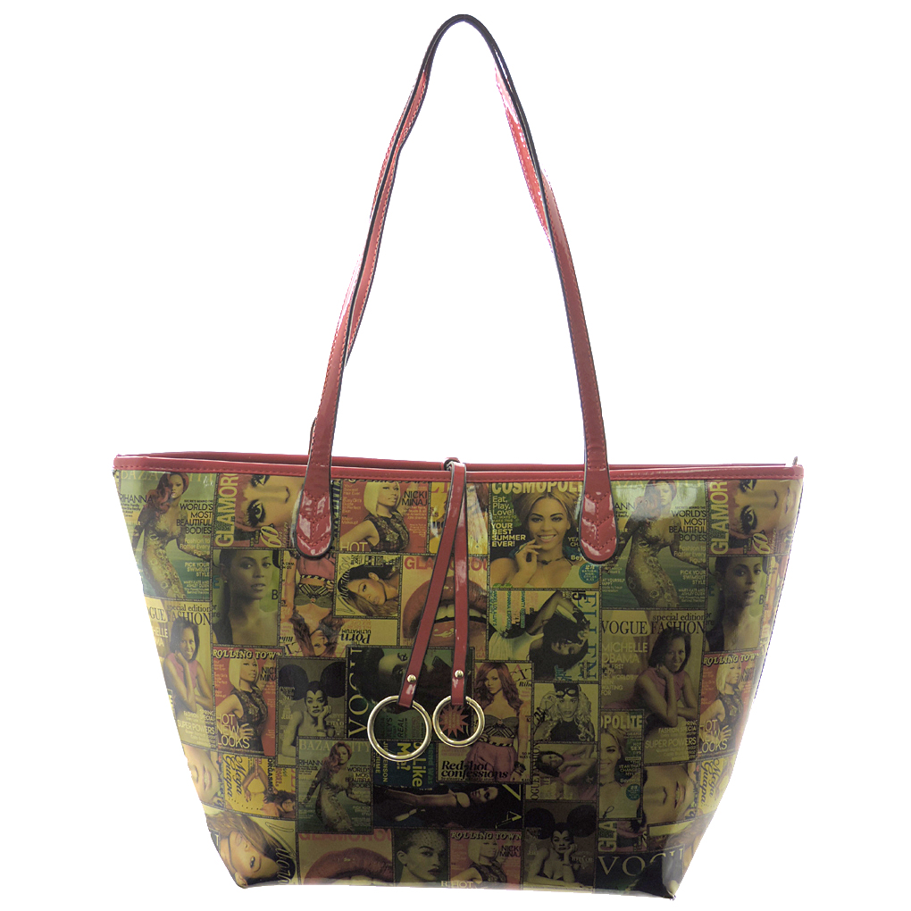 Silver Fever® Novelty Print Fashion Tote Multicolor & Red