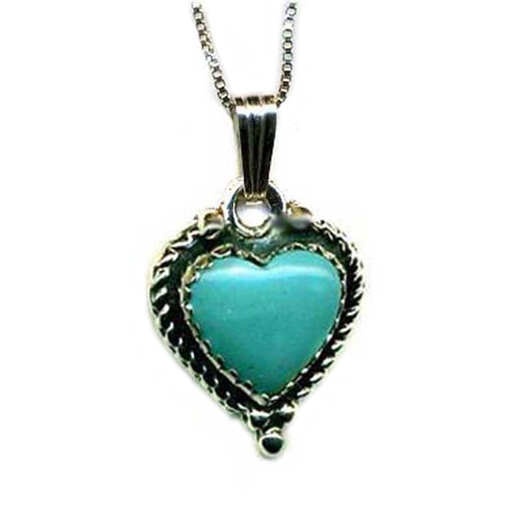 Genuine Turquoise Blue Heart SILVER 925 Necklace 18"