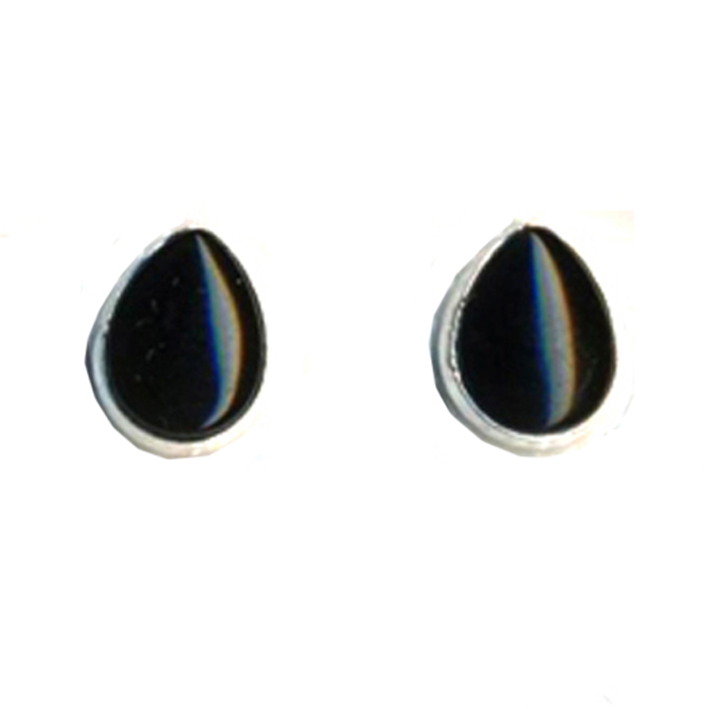 Sterling Silver Teardrop Post Earrings Genuine Onyx Spiritual Inspiration