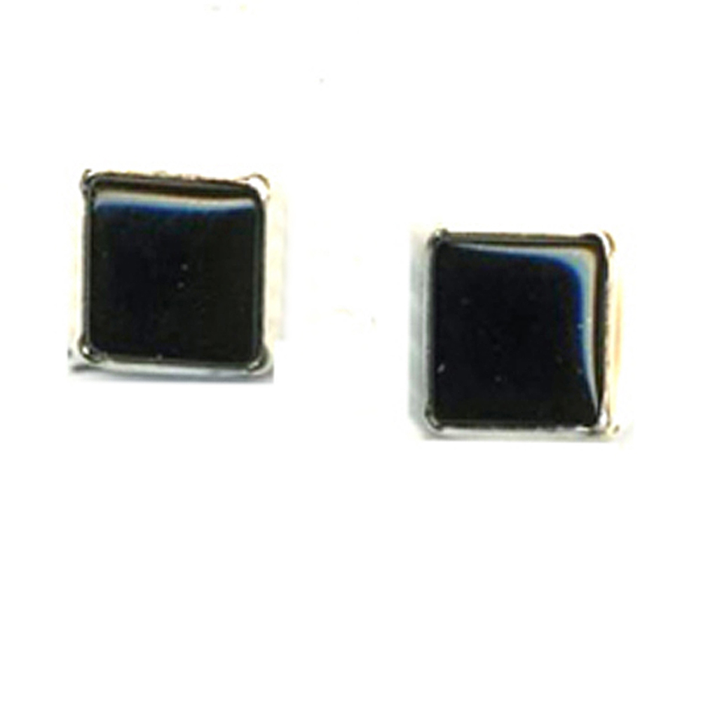 Sterling Silver Square Post Earrings Genuine Onyx 8 mm Spiritual Inspiration