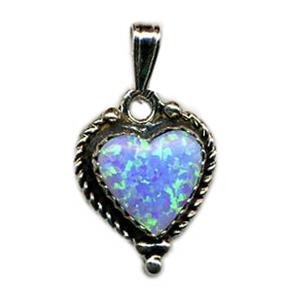 LIGHT BLUE Opal Heart SILVER 925 Necklace 18"