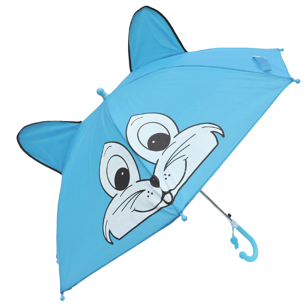 Fashionista Kids Animal Umbrella Sun Rain Protection Windproof Blue Cat