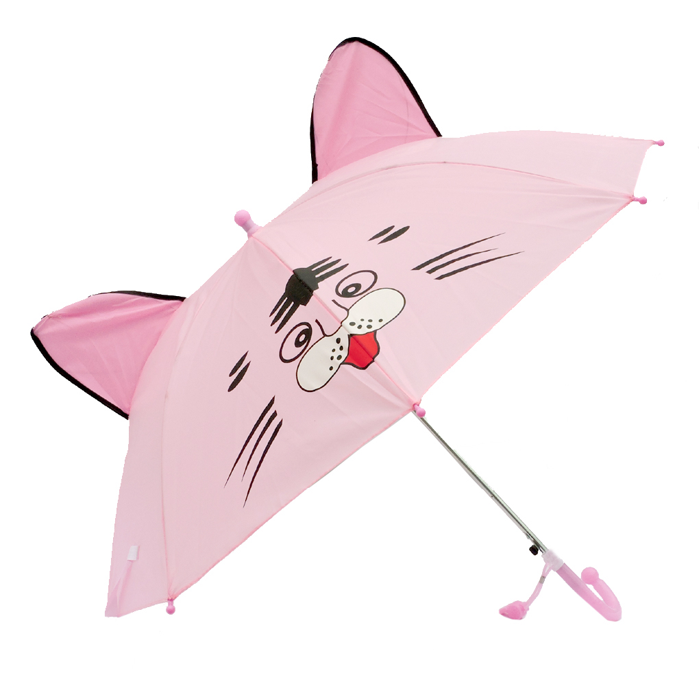 Fashionista Kids Animal Umbrella Sun Rain Protection Windproof Pink Cat
