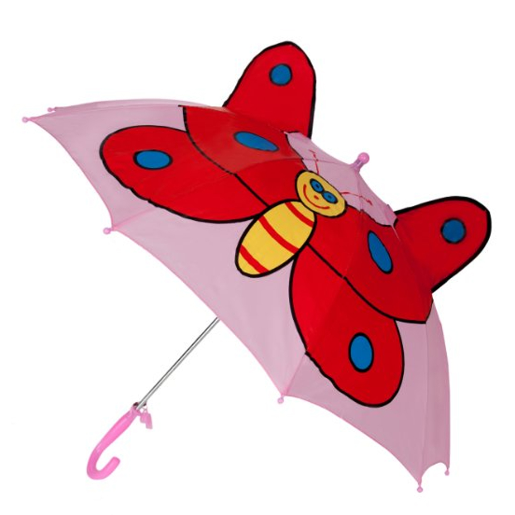 Fashionista Kids Animal Umbrella Sun Rain Protection Windproof Pink Butterfly