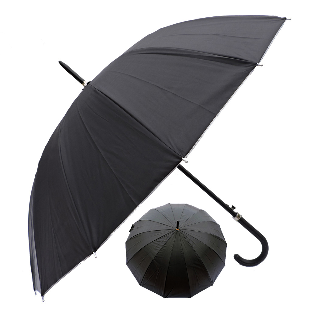 Rain or Sun UV Protection Umbrella Silver Fever ® 42 "D Canopy Coverage Windproof Black w Sliver