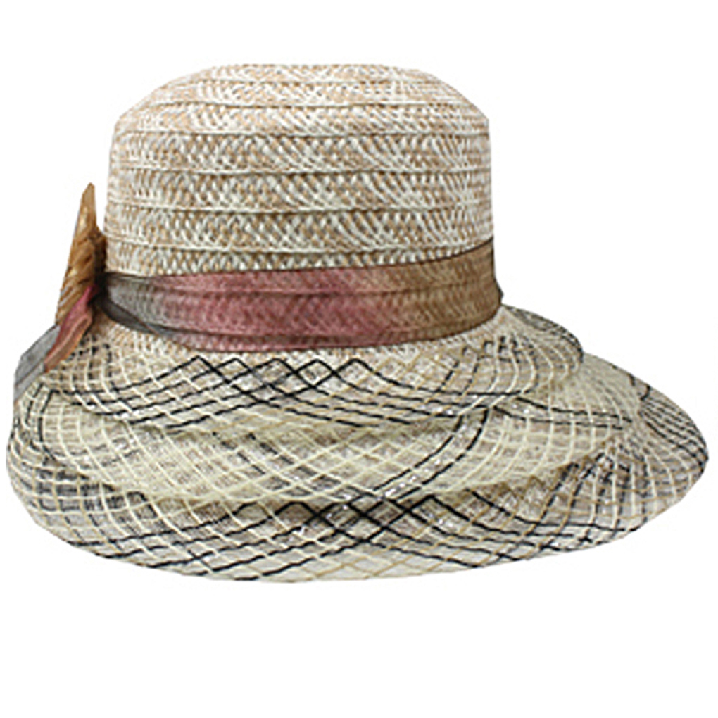 Silver Fever ® Women Summer Fancy Sun Hat Fits All  Beige Black Mix