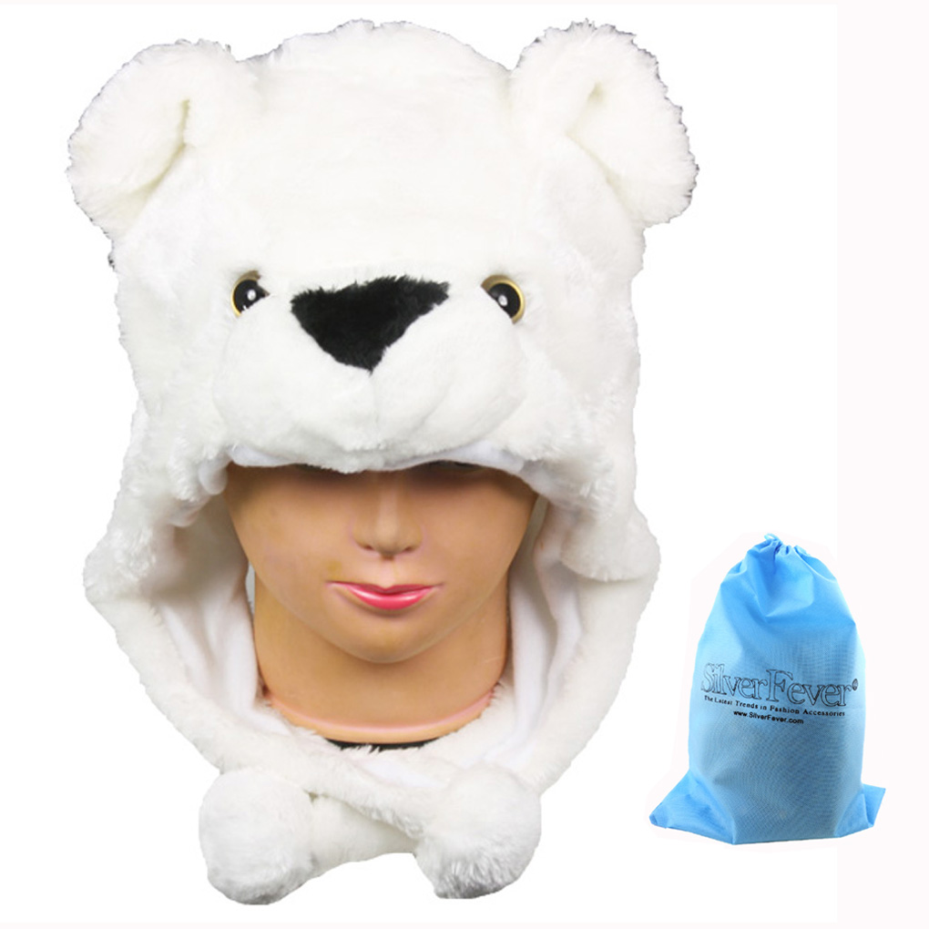 Silver Fever® Plush Soft Animal Beanie Ski Hat  Polar Bear