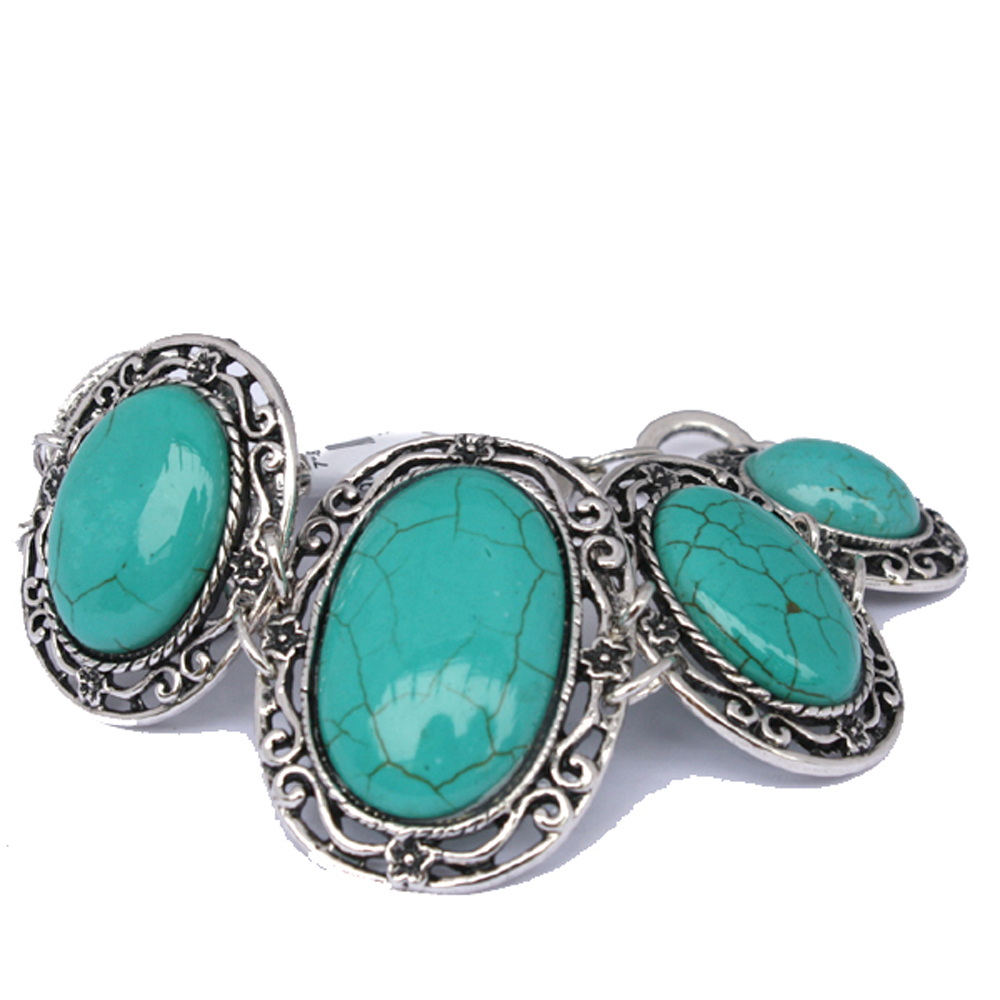 Silver Fever Fashion Bracelet with Gemstone Filigree Oval Turquoise