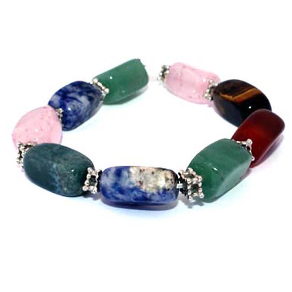 Silver Fever Inspirational Power Gemstones Stretchable Bracelet Multistone Rectengular Beads