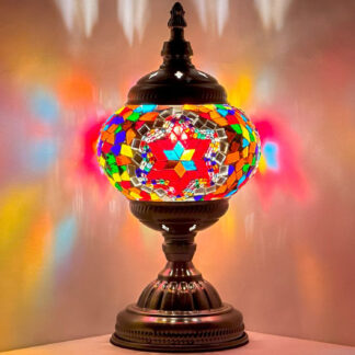Handcrafted Mosaic Turkish Table Lamp - Wine Star Of David