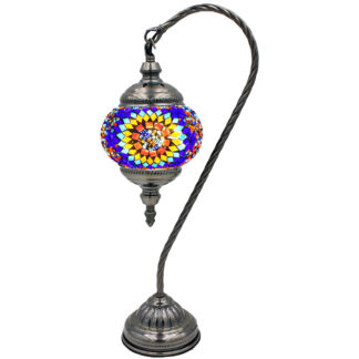 Handcrafted Mosaic Turkish Lamp Swan Neck Handcrafted Floral Burst