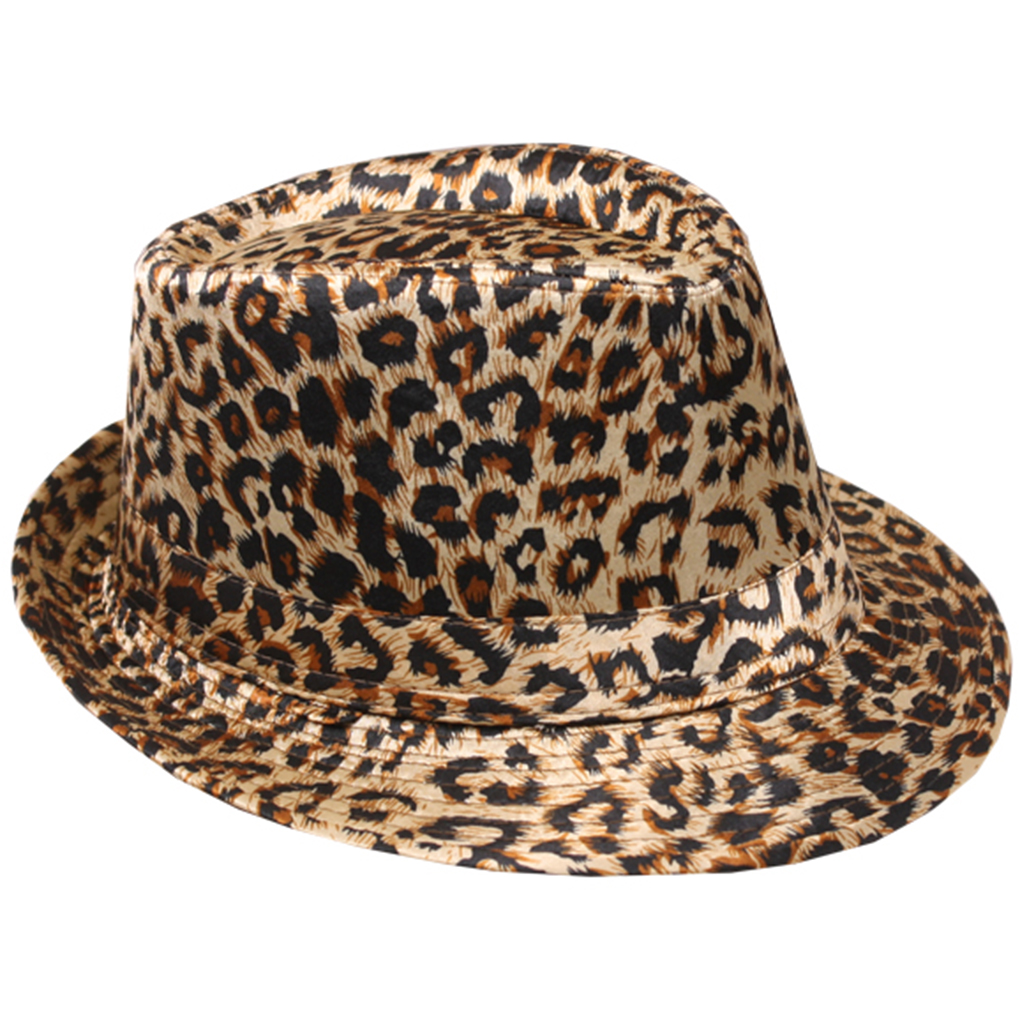 Silver Fever Patterned and Banded Fedora Hat Cheetah