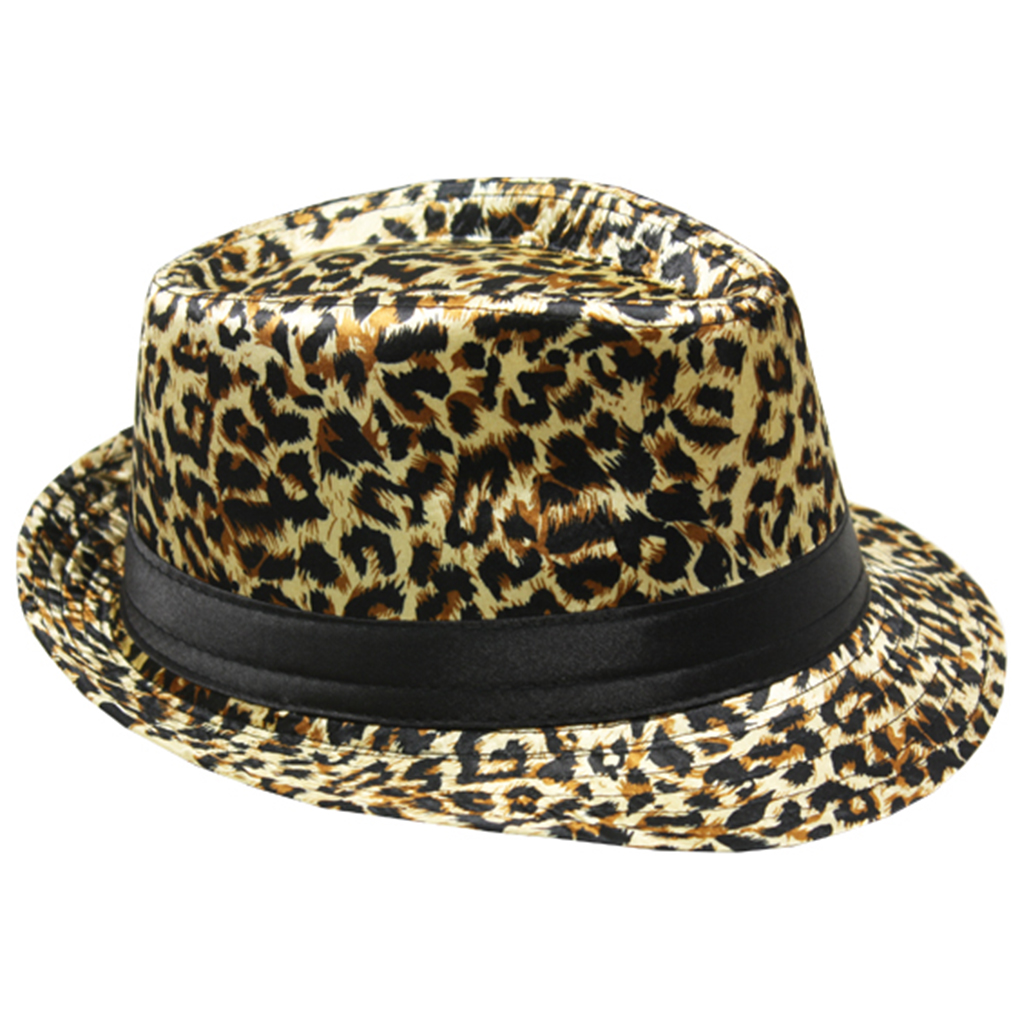 Silver Fever Patterned and Banded Fedora Hat Leopard