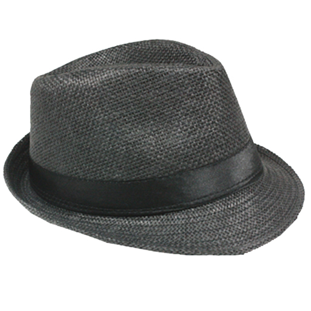 Silver Fever Stripped Panama Fedora Hat for Men or Women Charcol black belt
