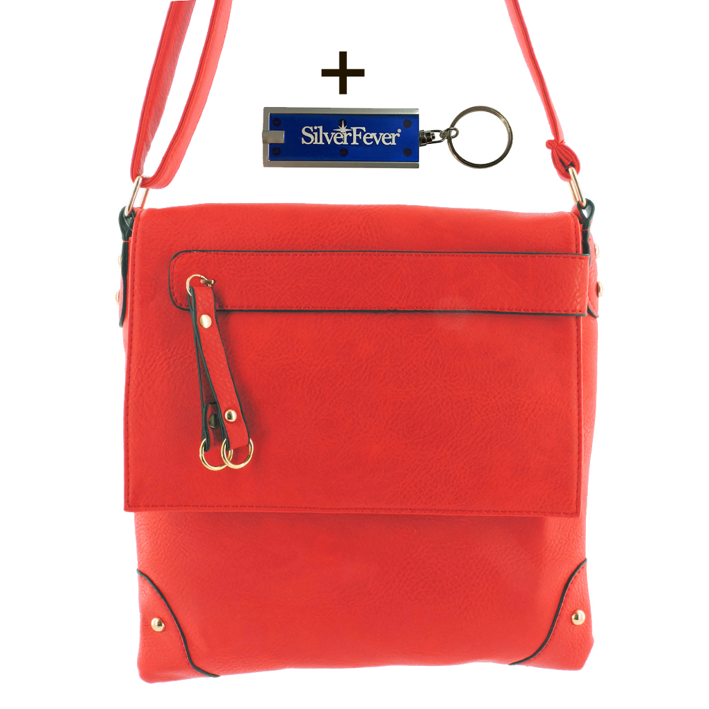 Silver Fever Fashion Crossbody Hipster Tote Indie Designed Handbag RED Tassle