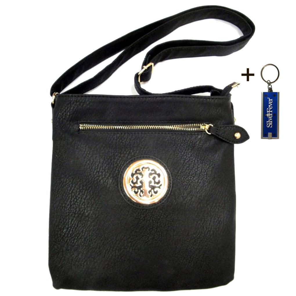 Silver Fever Fashion Crossbody Hipster Tote Indie Designed Handbag Black 3 Comp