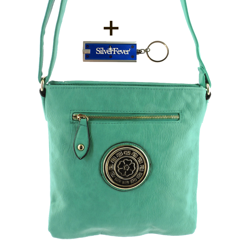 Silver Fever Fashion Crossbody Hipster Tote Indie Designed Handbag Mint 3 Comp