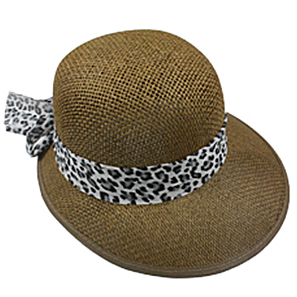 Silver Fever Women Summer Fancy Sun Hat Fits All Brown with cheetah