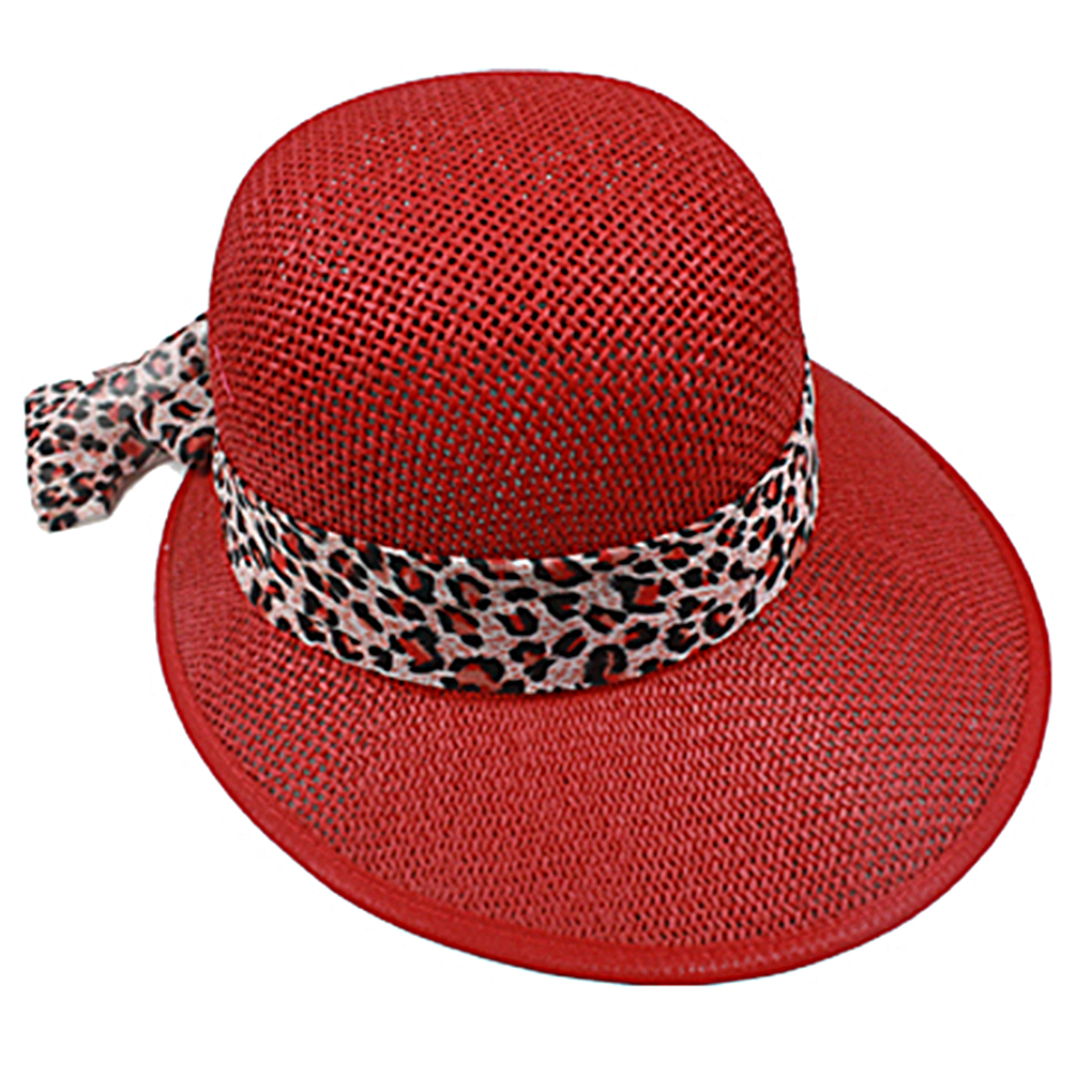 Silver Fever Women Summer Fancy Sun Hat Fits All Red with cheetah