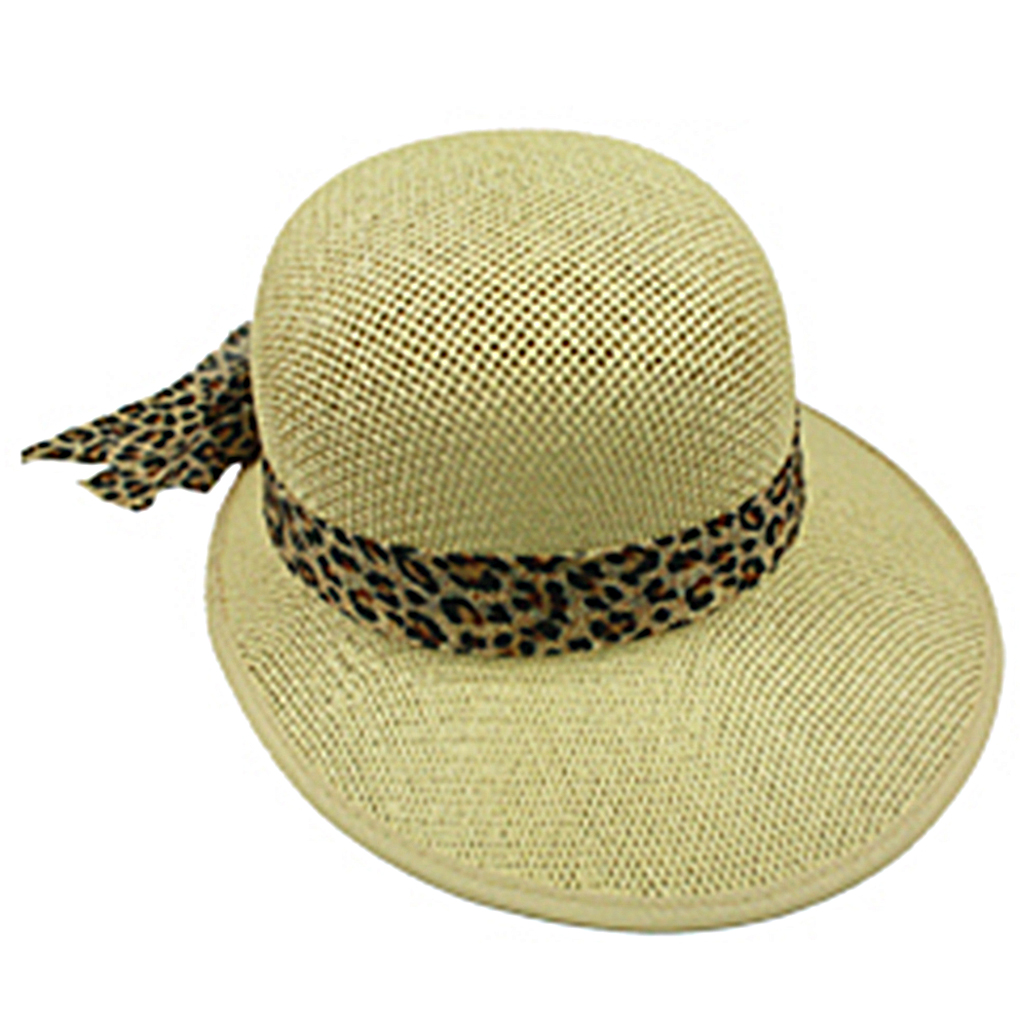 Silver Fever Women Summer Fancy Sun Hat Fits All Mustard with cheetah