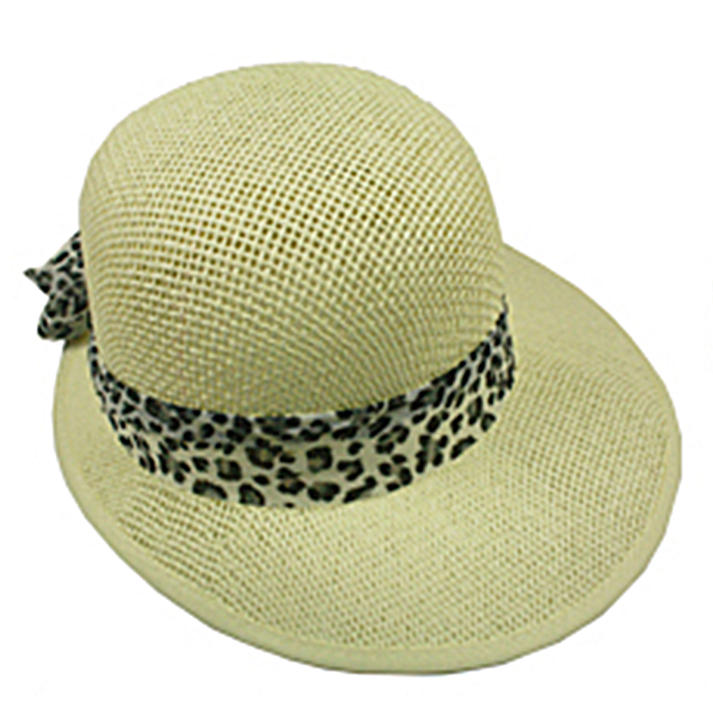 Silver Fever Women Summer Fancy Sun Hat Fits All Beige with cheetah