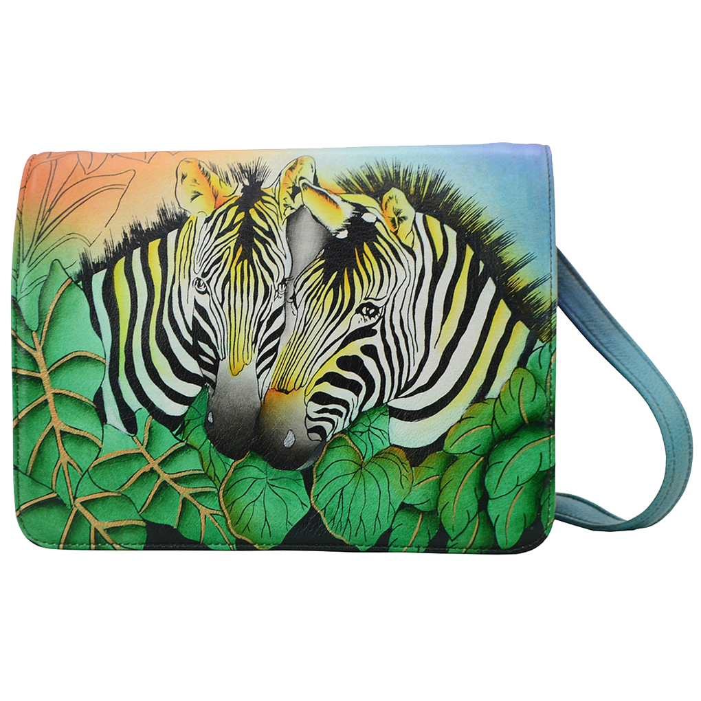 Anna by Anuschka Leather Medium Saddle Bag - Zebra Safari