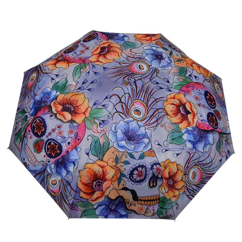 Anuschka Art Foldable Umbrella 42" Canopy Coverage Rain or Sun UV Protection Windproof Calavers de Azucar