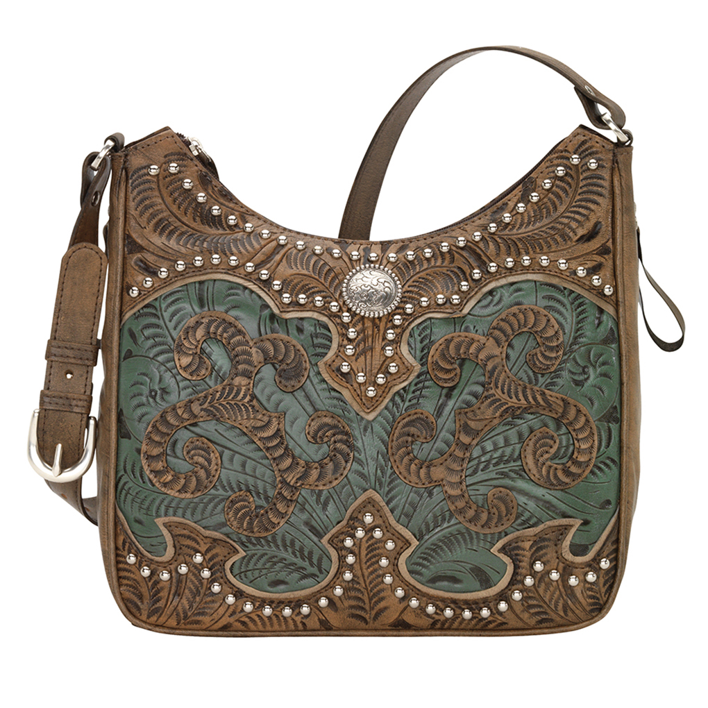 American West Leather - Shoulder Handbag Hobo  Sand - Annie's Secret - Concealed Carry