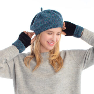 Cashmere Women Sparkle Fur Pom Pom Beret Knitted Autumn Winter Hat French Classic