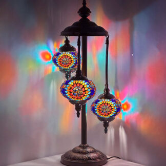Floral Burst Moroccan Mosaic Turkish Lamp 3 Lanterns