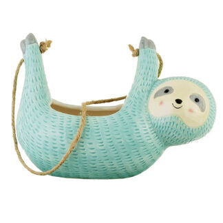 Sloth Hanging Planter Succulent Plant Pot Indoor Outdoor Teal Ceramic