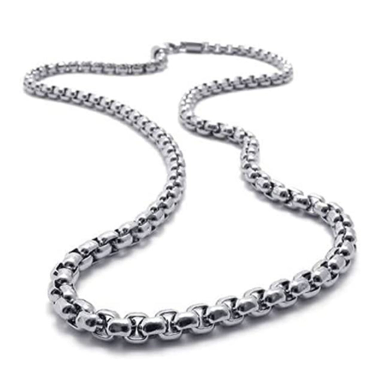 Men's 5.0mm Foxtail Chain Necklace in Stainless Steel and Blue IP - 22