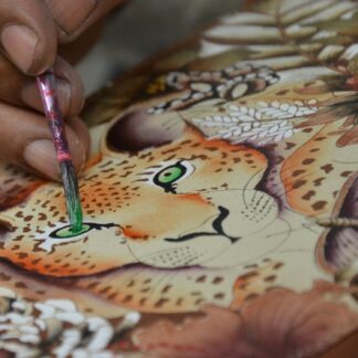 Anushka Coin Pouch Women Leather Change Wallets Purse Animal Artwork Cleopatra's Leopard Tan