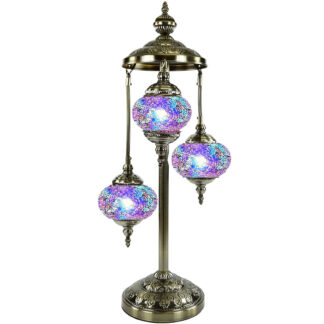 Purple Blue Shades Moroccan Mosaic Turkish Lamp 3 Lanterns