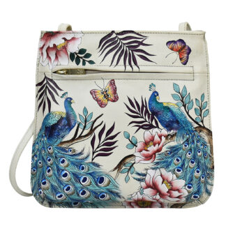 Anuschka Pretty Peacocks Handpainted Cross Body