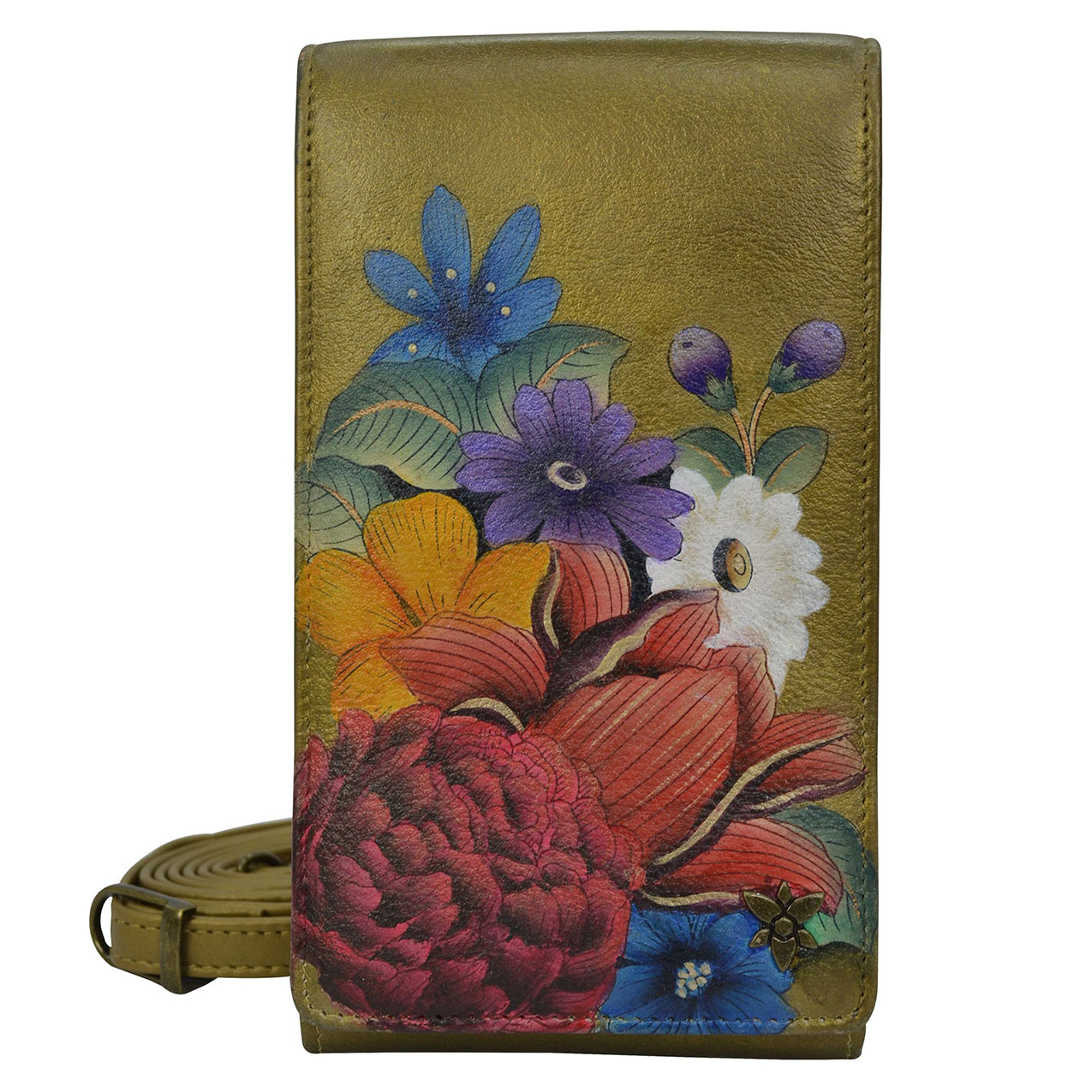 Anuschka Dreamy Floral Handpainted Vertical RFID Cross Body Wallet - Image 2